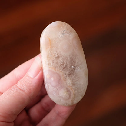 Pink Flower Agate + Quartz Palm | Crystal Palm Stone