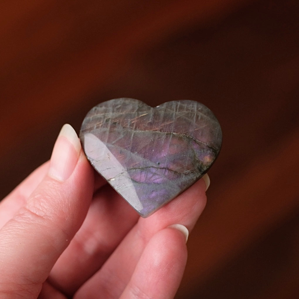 Purple Labradorite Heart | Flashy Labradorite Crystal Heart