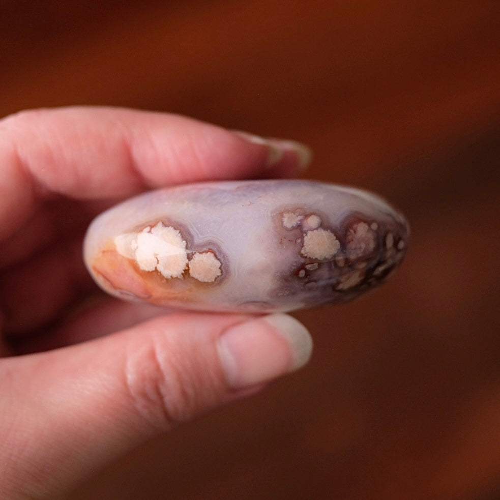 Flower Agate & Quartz Palm | Flower Agate Crystal Palm Stone