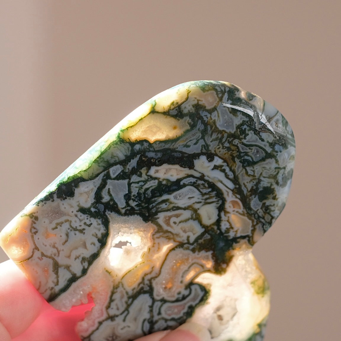Moss Agate Heart | Druzy Moss Agate Crystal Heart