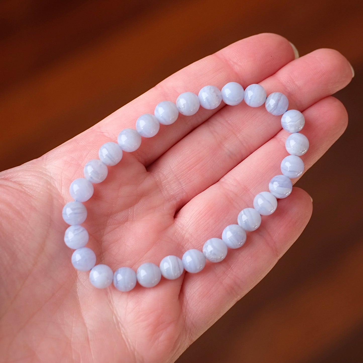 Blue Lace Agate Bracelet | Agate Crystal Stretch Bracelet