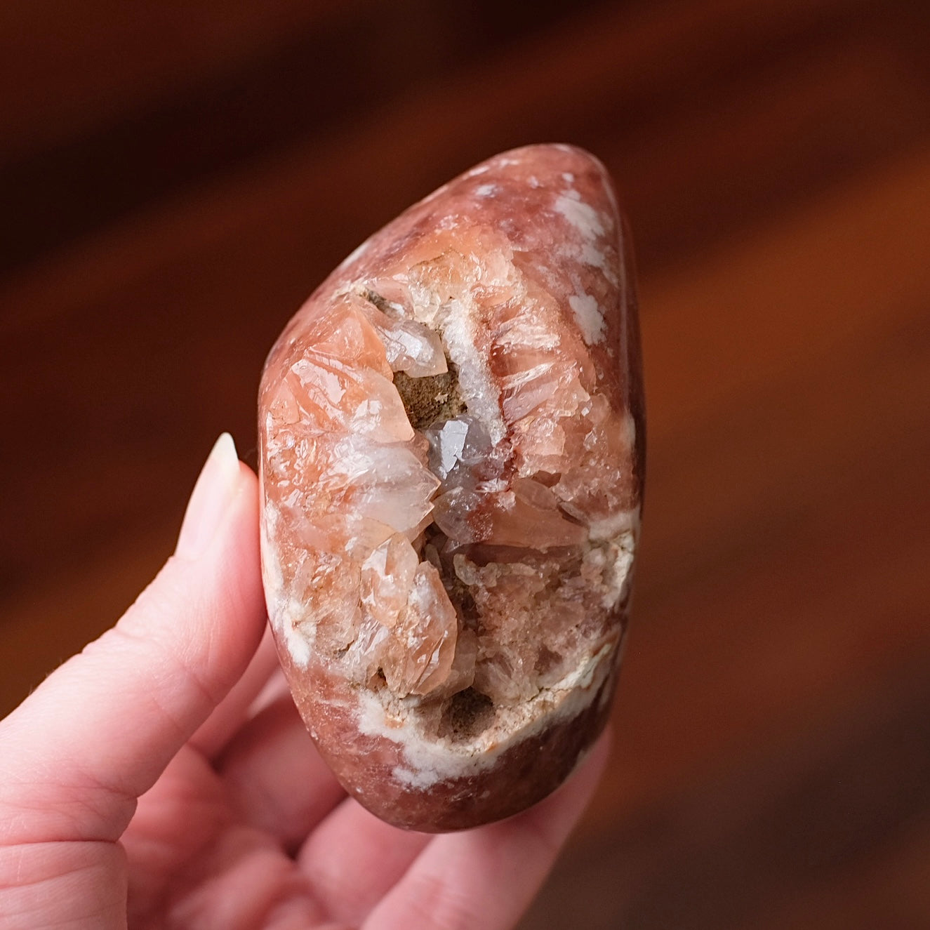 Raspberry Pink Amethyst Geode | Polished Pink Amethyst Crystal Specimen 9