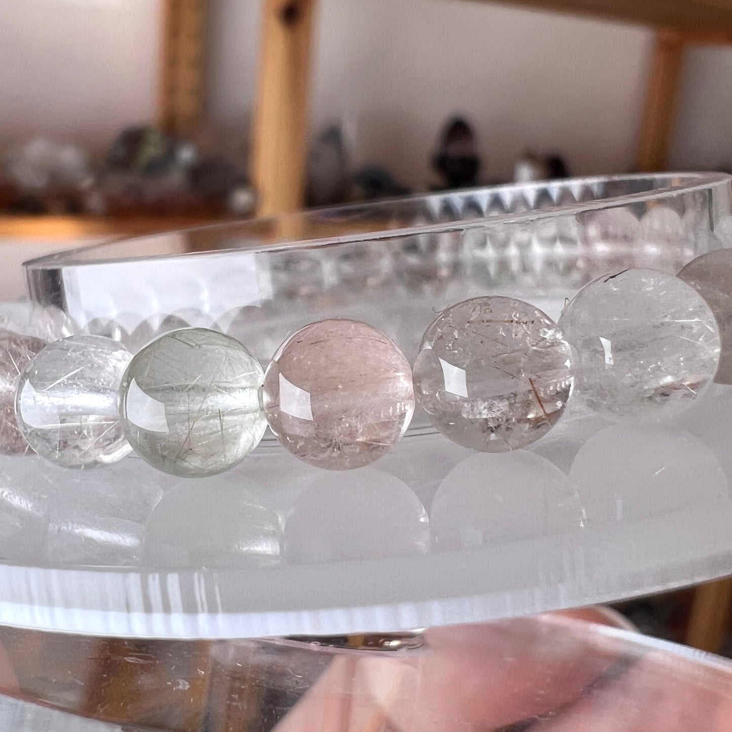 Silver Rutile Quartz Bracelet | Crystal Stretch Bracelet