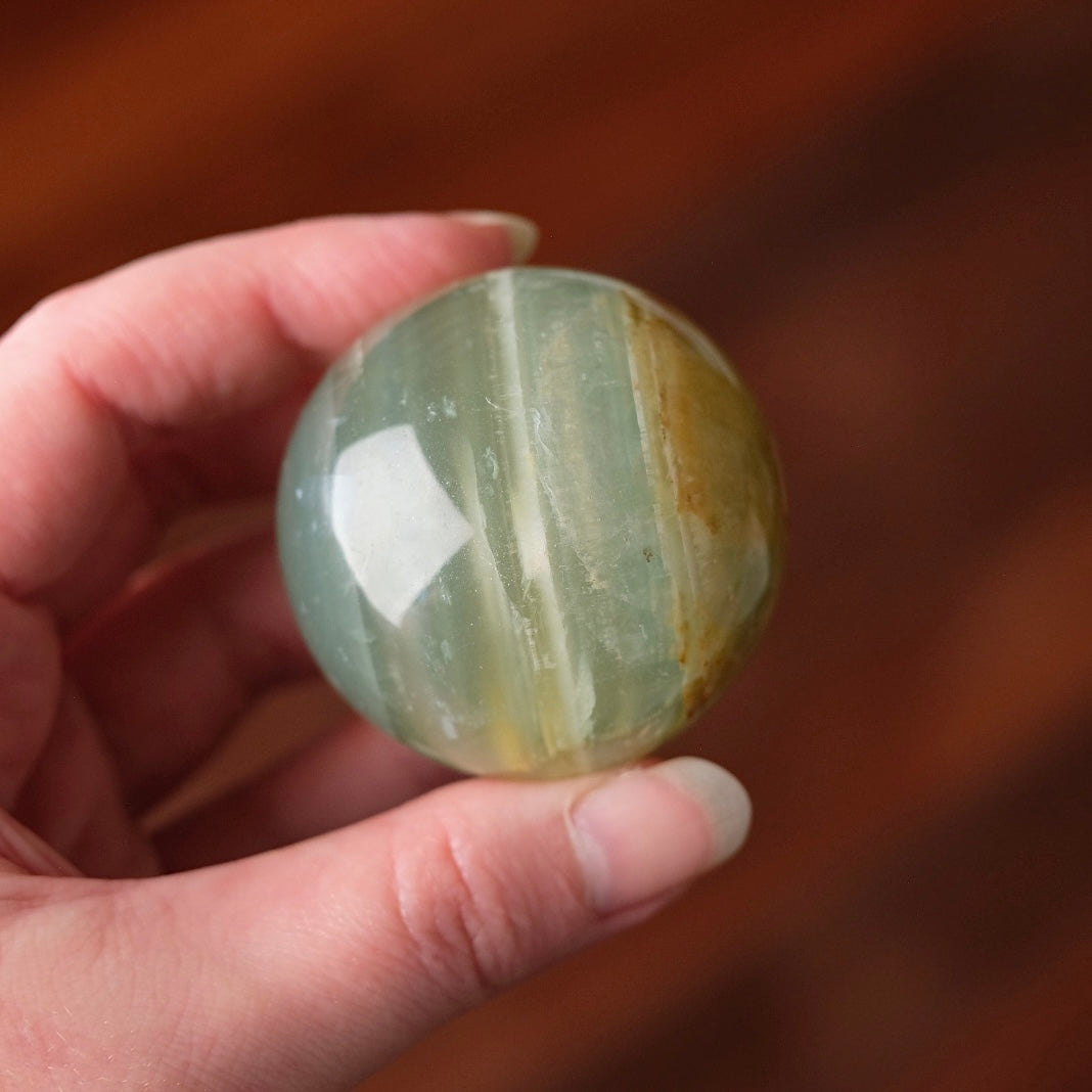 Lemurian Aquatine Calcite Sphere | Blue Onyx Crystal Sphere