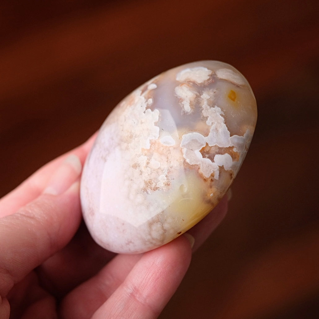 Pink Flower Agate Palm | Flower Agate Crystal Palm Stone
