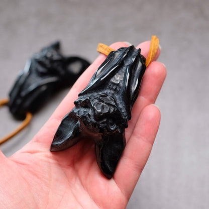 Black Obsidian Bat Crystal Carving | Halloween Crystal