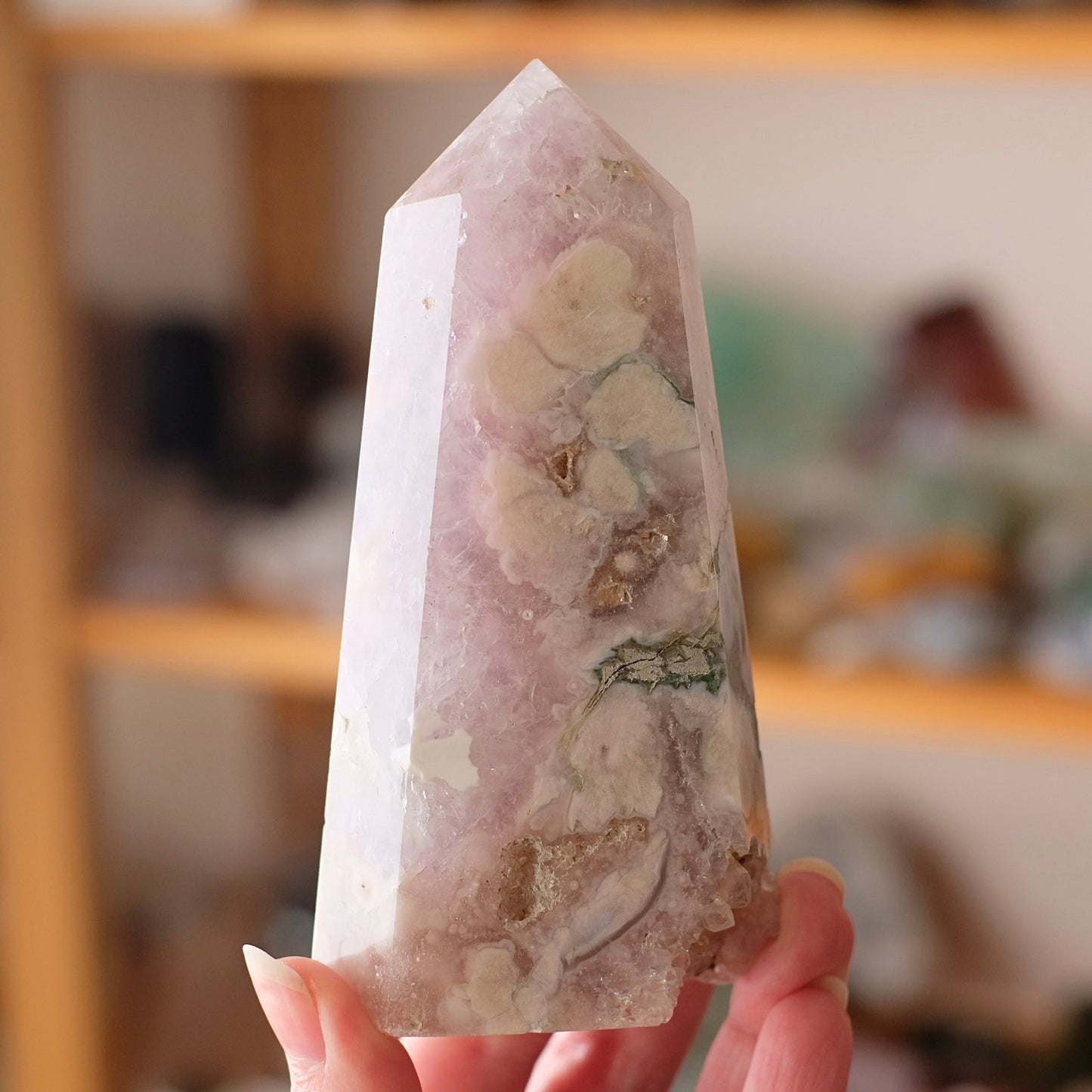 Flower Agate + Amethyst Tower | Amethyst Flower Agate Crystal Point