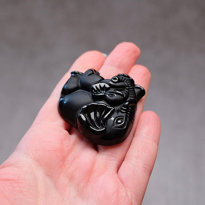 Black Obsidian Elephant Carving | Cute Crystal Carving