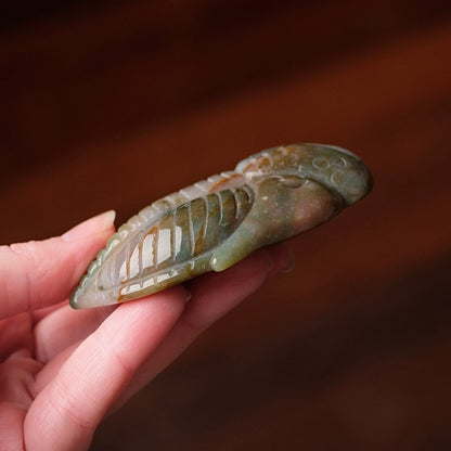 Moss Agate Trilobite Carving | Crystal Animal Carving