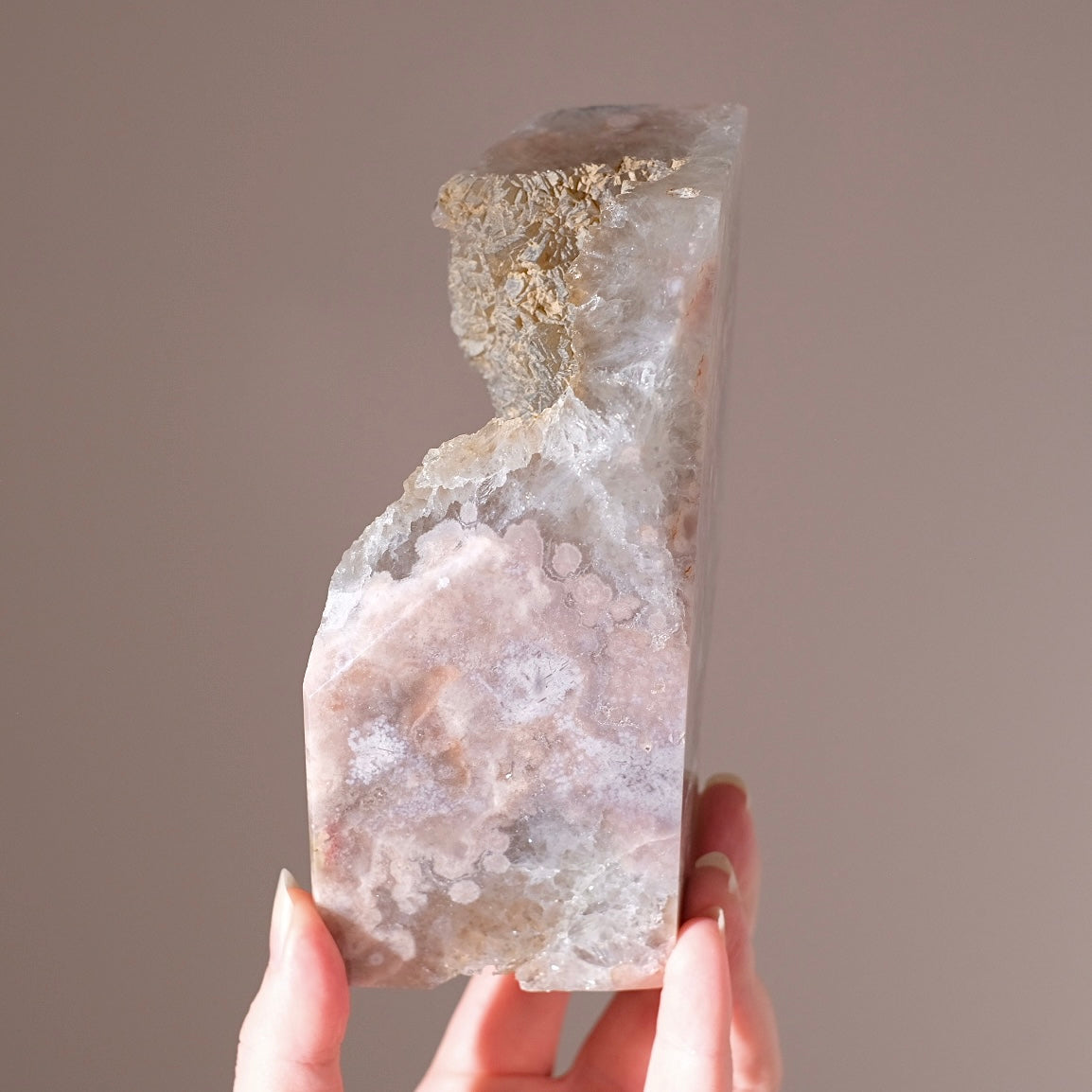 Green Quartz + Pink Amethyst Freeform | Prasiolite Flower Agate Crystal Display