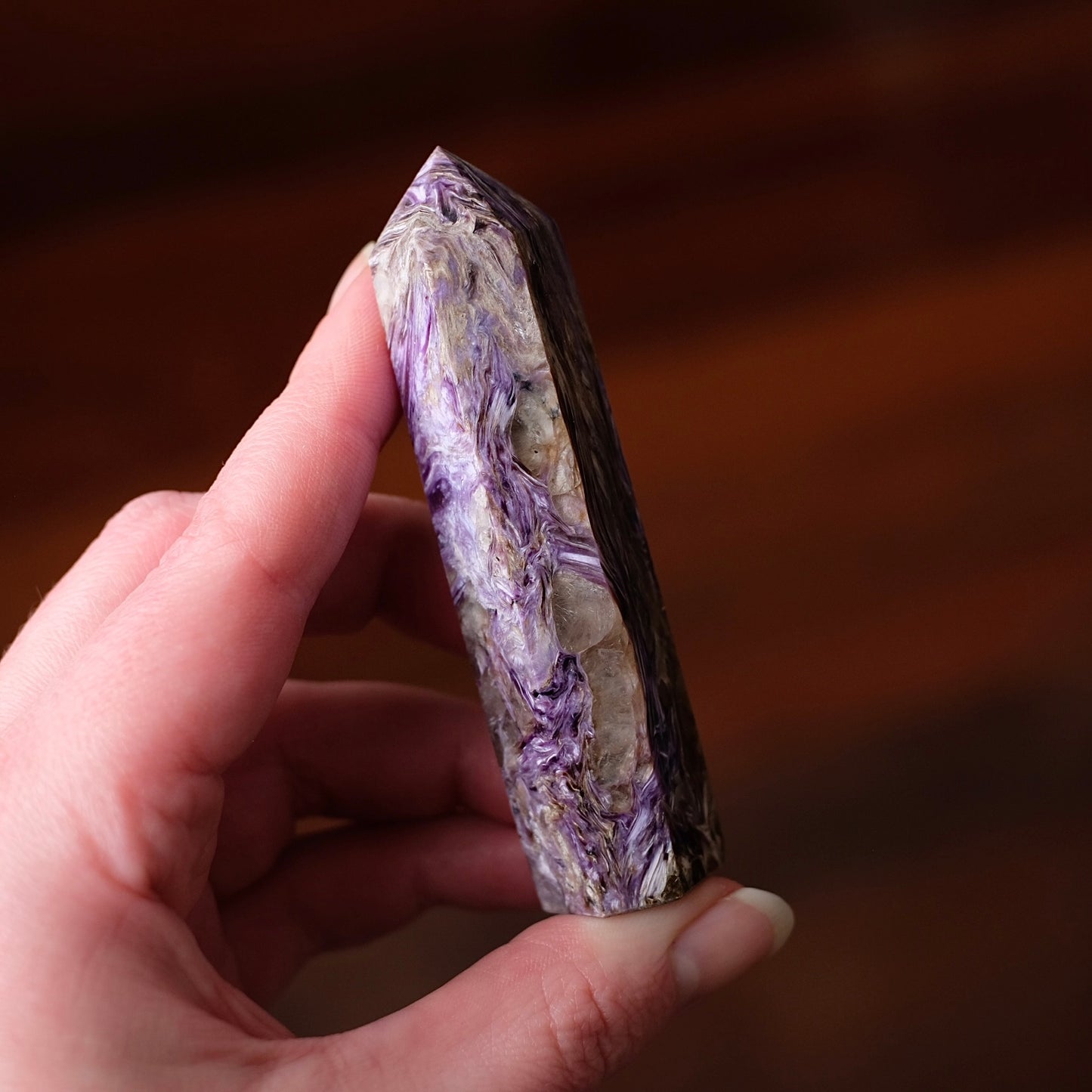 High Grade Charoite Point | Purple Charoite Crystal Tower