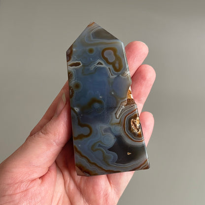 Druzy Agate Tower | Blue Carnelian Geode Crystal Point