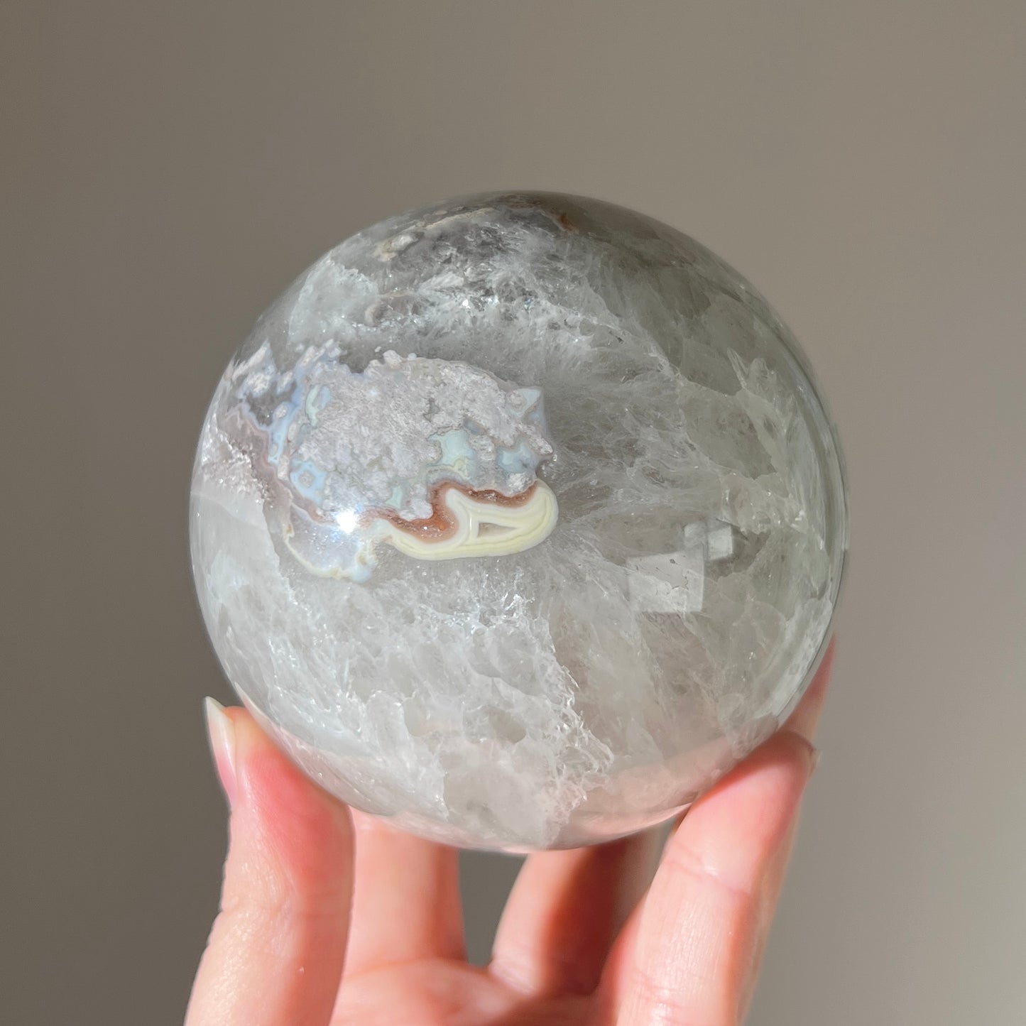 Green Quartz Sphere | Prasiolite Flower Agate Crystal Sphere