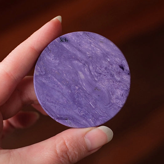 Purple Charoite Disc | Polished Charoite Crystal