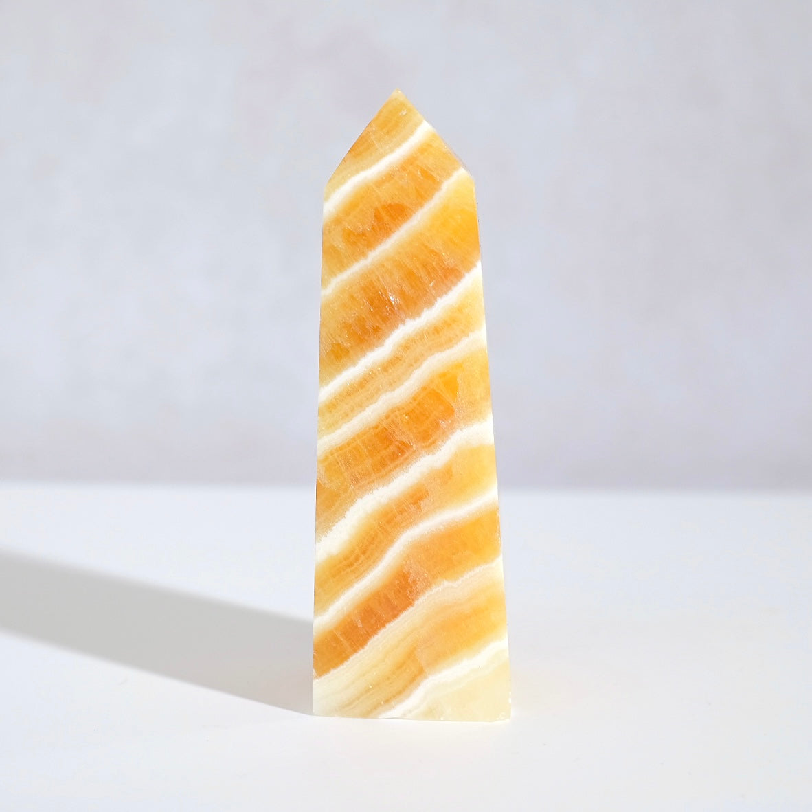 Bright Yellow Calcite Tower | Orange Calcite Crystal Obelisk