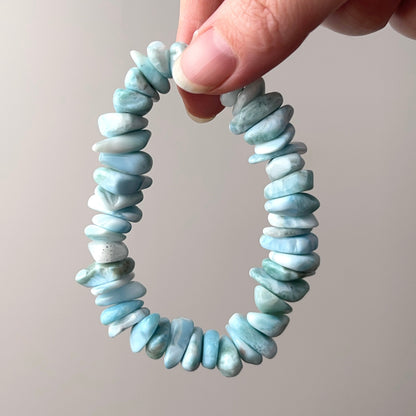 Chunky Larimar Bracelet | Crystal Stretch Bracelet