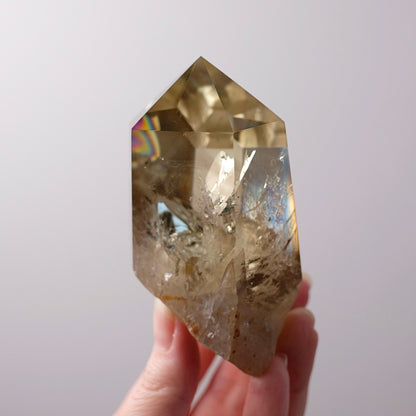 Phantom Smokey Citrine Point + Stand | Rainbow Citrine Crystal Point