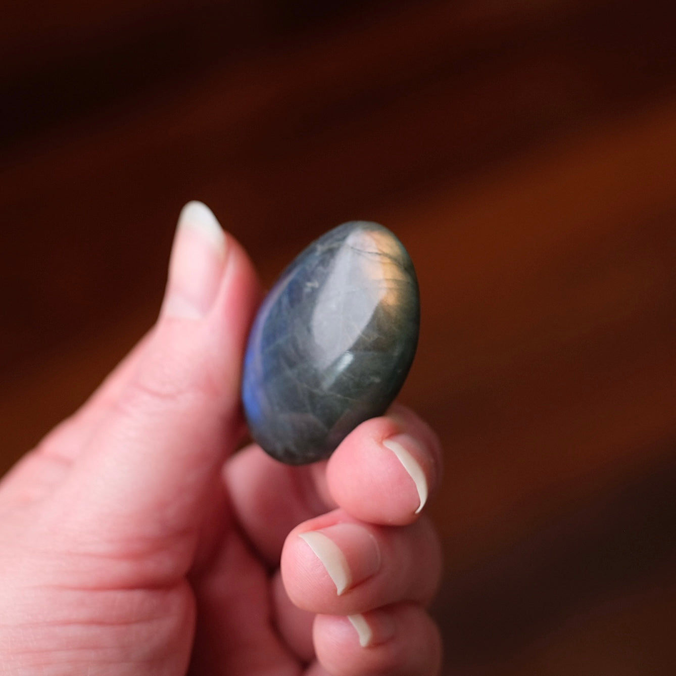 Flashy Labradorite Pocket Stone | Tumbled Crystal Palm