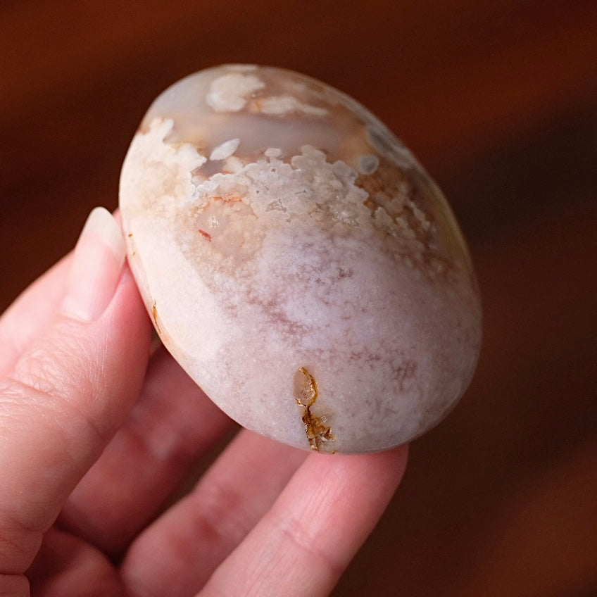 Pink Flower Agate Palm | Flower Agate Crystal Palm Stone
