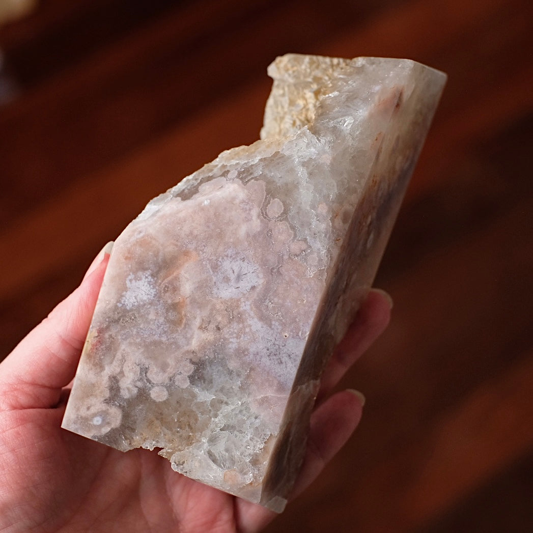 Green Quartz + Pink Amethyst Freeform | Prasiolite Flower Agate Crystal Display