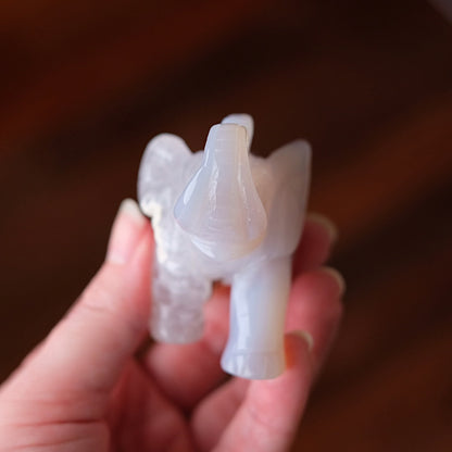 Druzy Agate Elephant Carving | Crystal Animal Carving