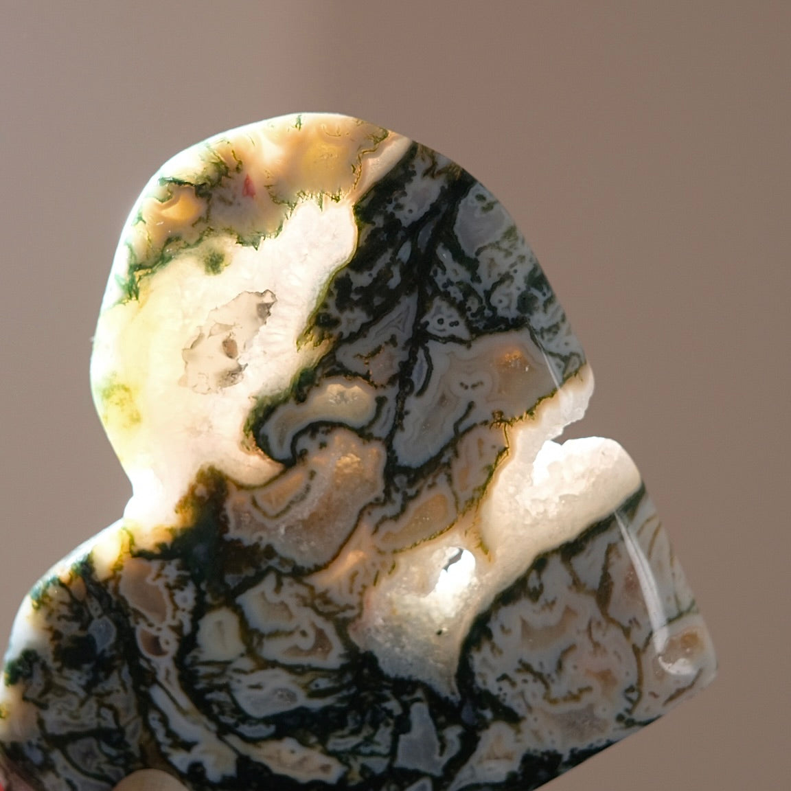 Moss Agate Heart | Druzy Moss Agate Crystal Heart