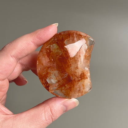 Fire Quartz Moon | Hematoid Quartz Crystal Moon