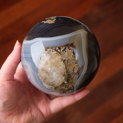 XL Geode Amethyst Sphere | Amethyst & Agate Crystal Sphere