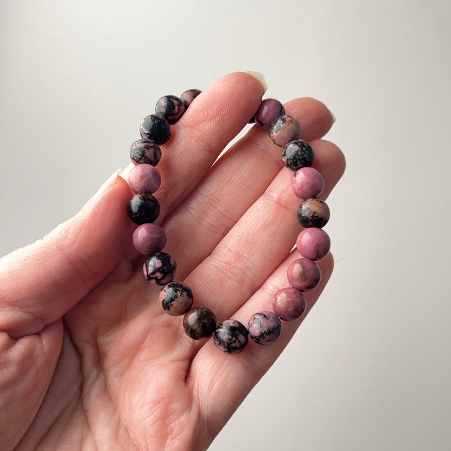 Pink Rhodonite Bracelet | Crystal Stretch Bracelet