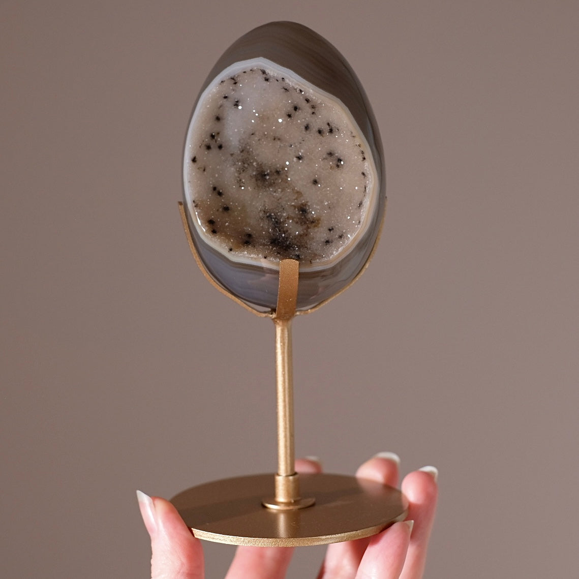 Druzy Agate Egg + Display Stand | Agate Crystal Display
