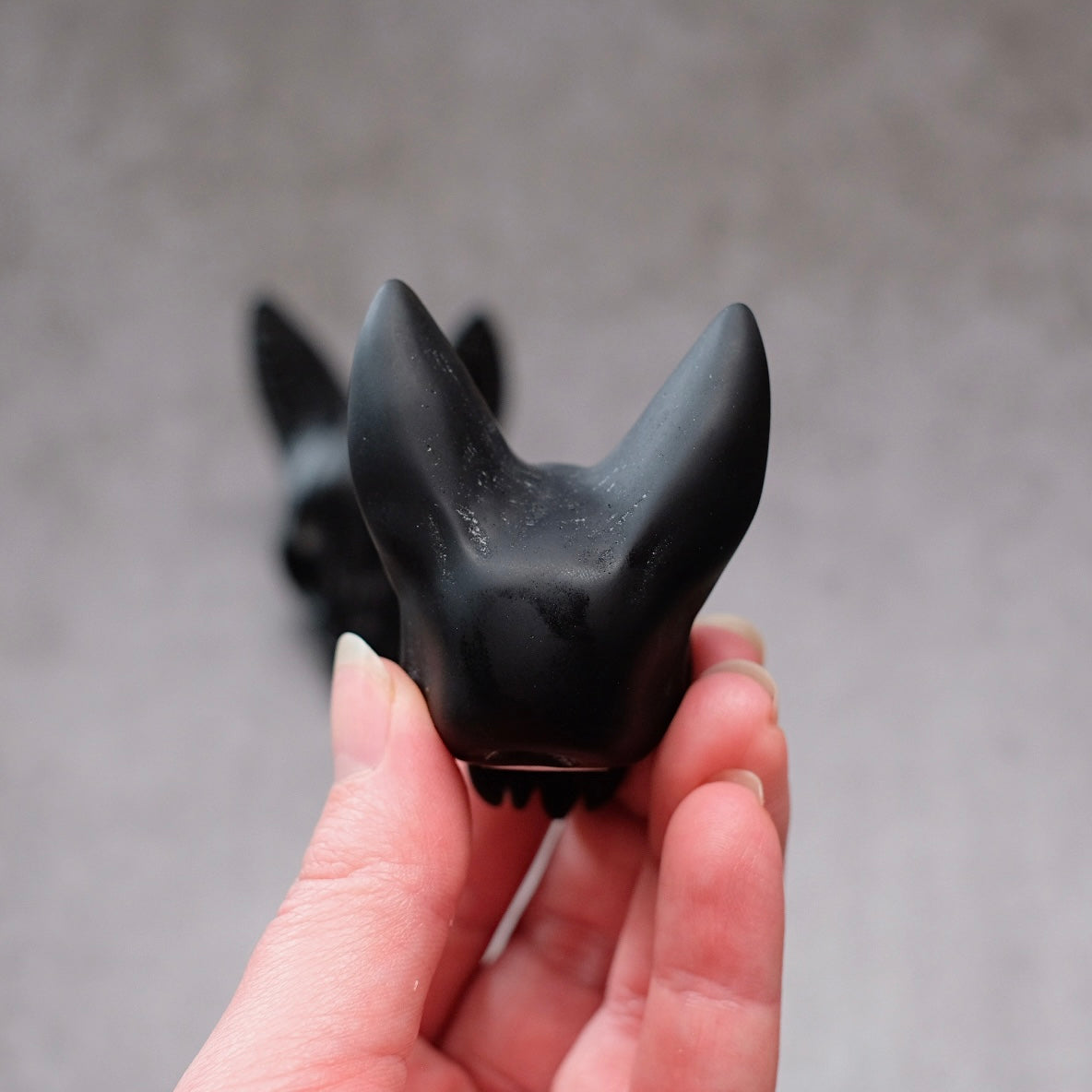 Black Obsidian Bat Skull Carving | Gothic Halloween Crystal