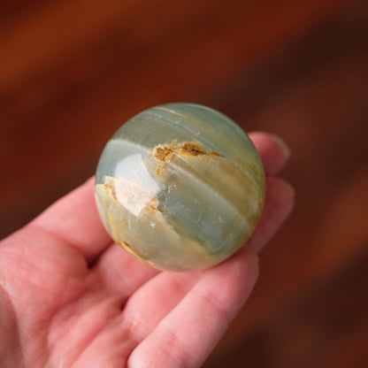 Lemurian Aquatine Calcite Sphere | Blue Onyx Crystal Sphere