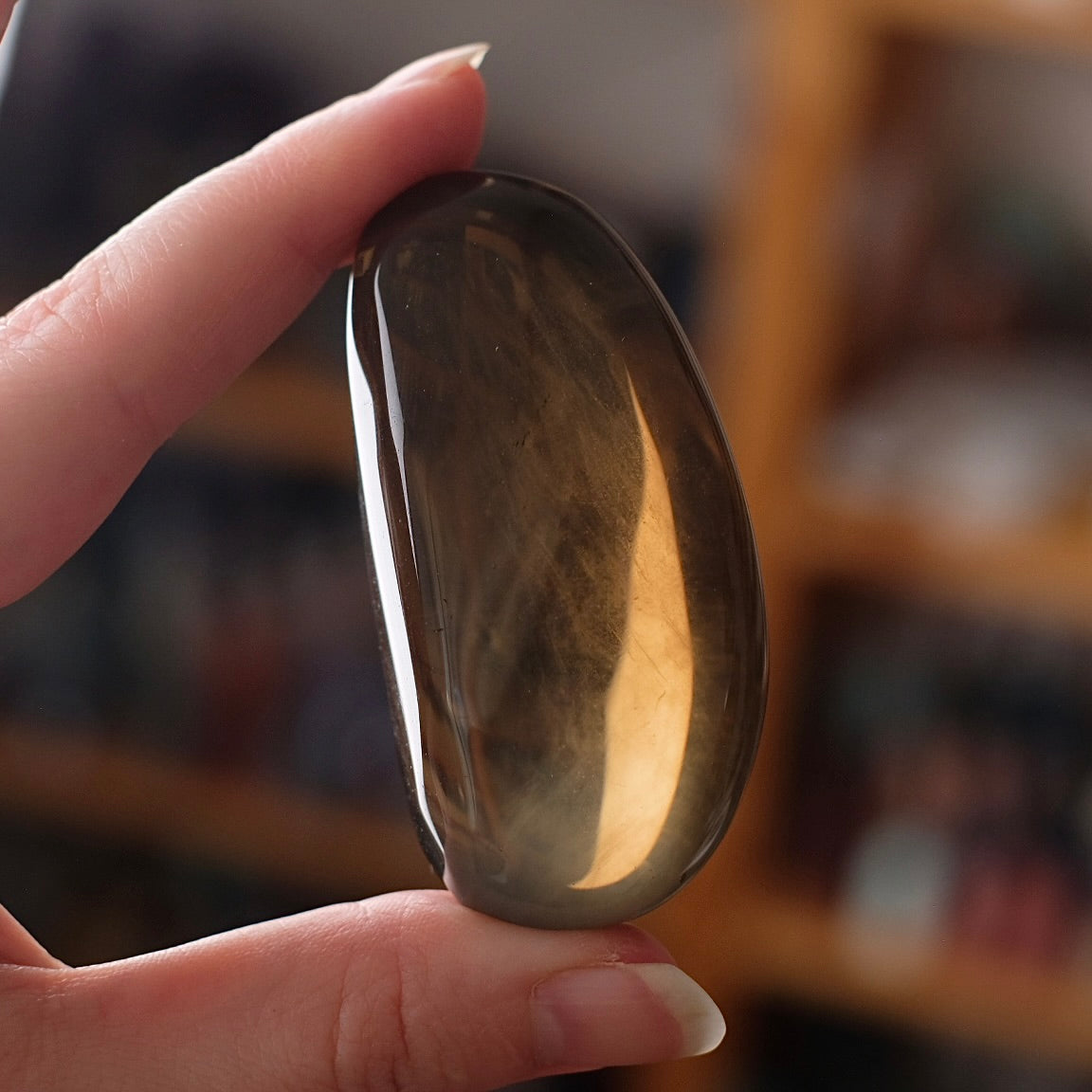 Rare Smokey Citrine Palm with Star Asterism | Crystal Palmstone