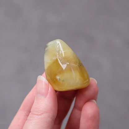 Australian Prehnite Pocket Stone | Yellow Prehnite Tumbled Crystal