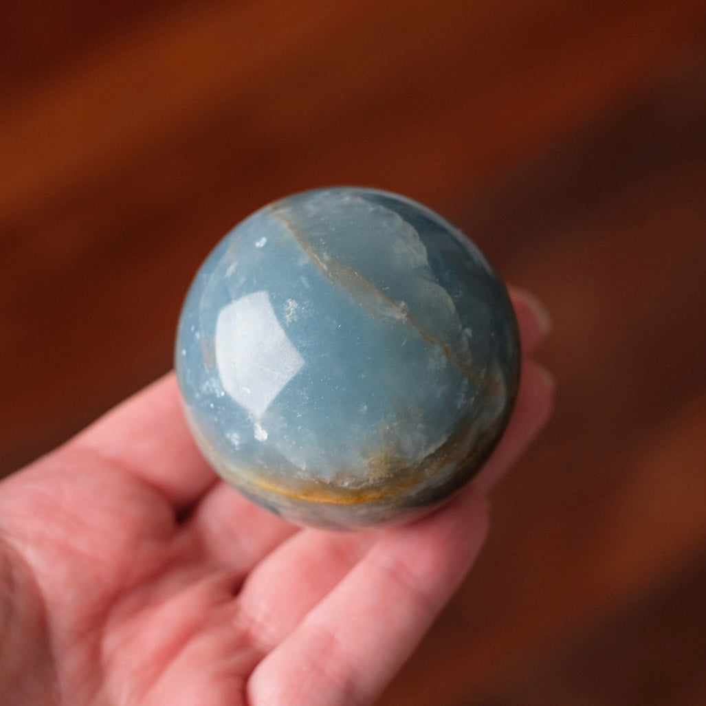 Lemurian Aquatine Calcite Sphere | Blue Onyx Crystal Sphere