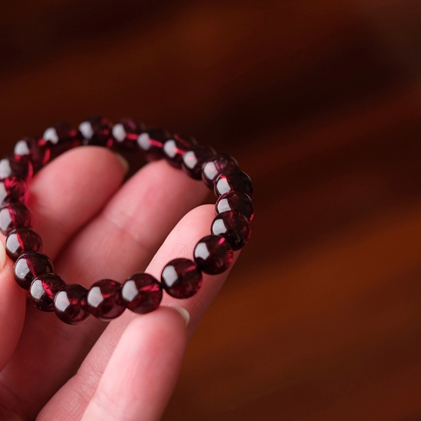 Rhodolite Garnet Bracelet | Red Garnet Crystal Stretch Bracelet