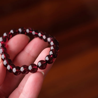 Rhodolite Garnet Bracelet | Red Garnet Crystal Stretch Bracelet