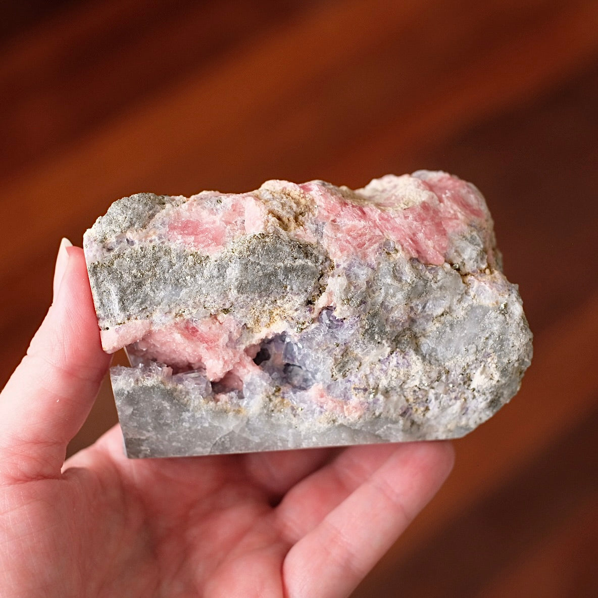 Rhodochrosite + Fluorite + Pyrite Specimen | Rhodochrosite Natural Crystal