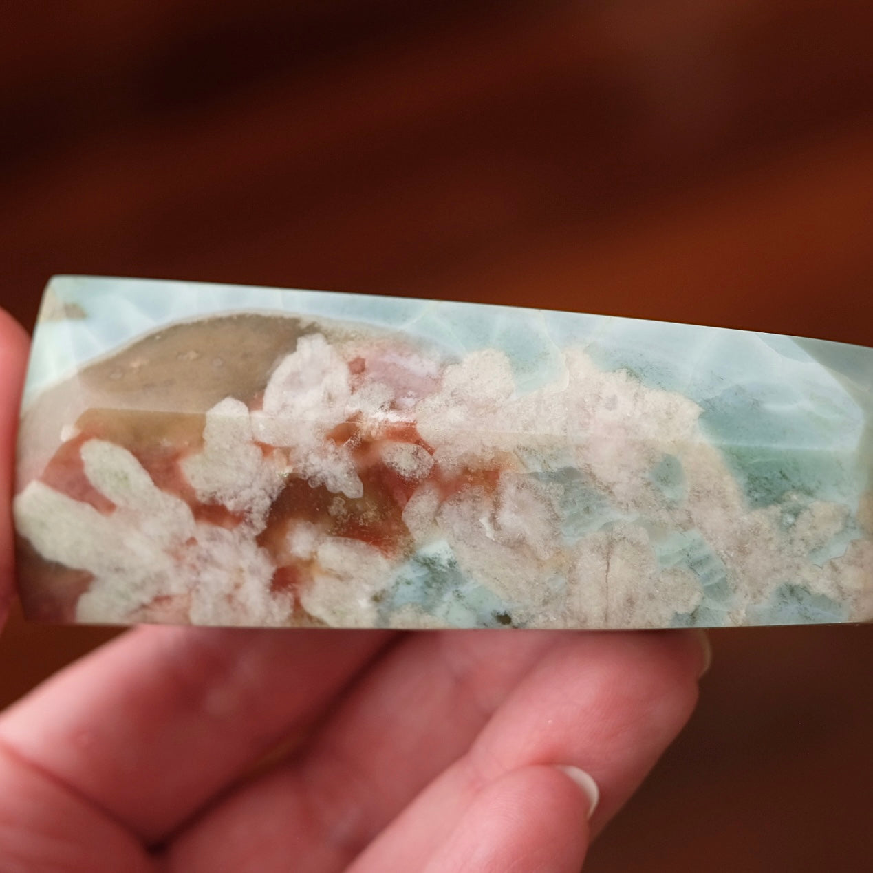 Rare Blue Flower Agate Tower | Green Flower Agate Crystal Point