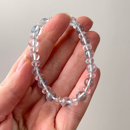 Blue Topaz & Quartz Bracelet | Rare Crystal Stretch Bracelet