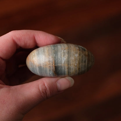 Lemurian Aquatine Calcite Palm | Argentinian Calcite | Blue Onyx