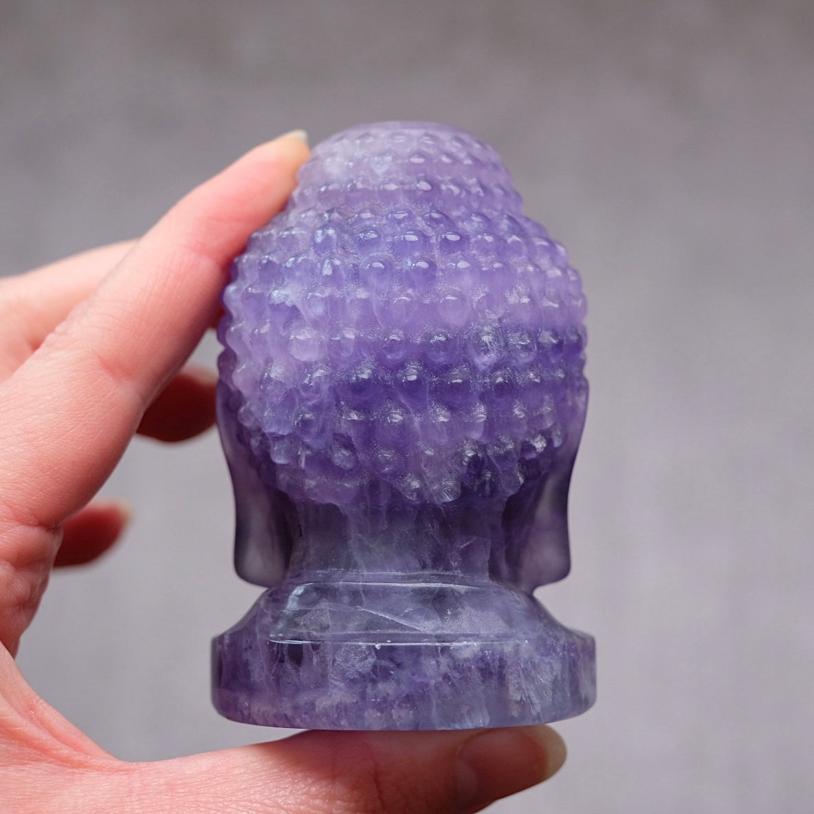 Indigo Fluorite Buddha | Purple Fluorite Crystal Buddha Head Carving