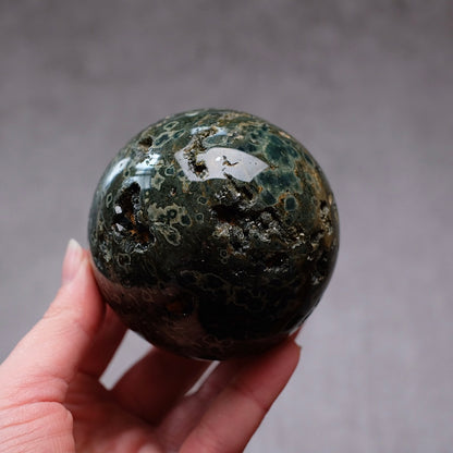 Druzy Ocean Jasper Sphere | Green Ocean Jasper Crystal Sphere
