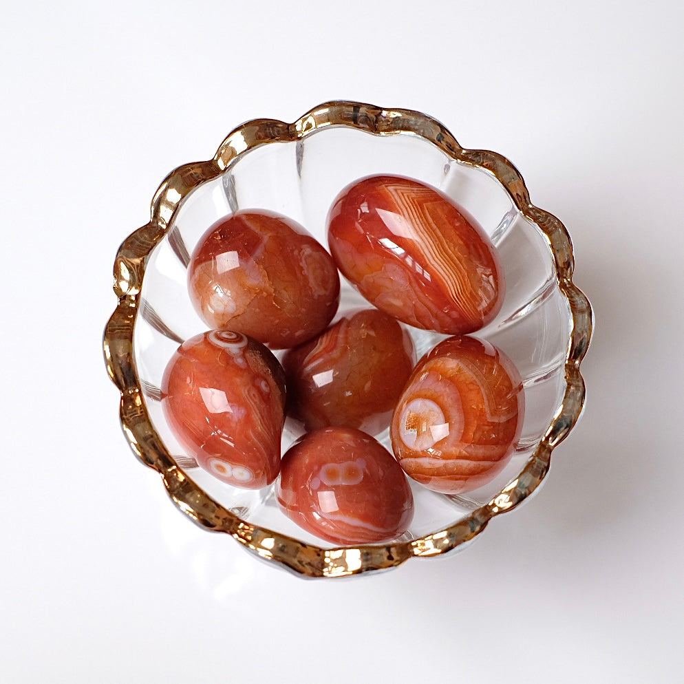 Banded Carnelian Tumbles | Carnelian Crystal Tumbles