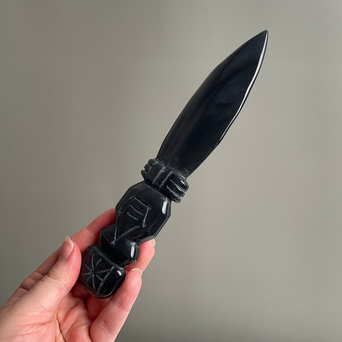 Black Obsidian Athame | Crystal Dagger | Witches Knife