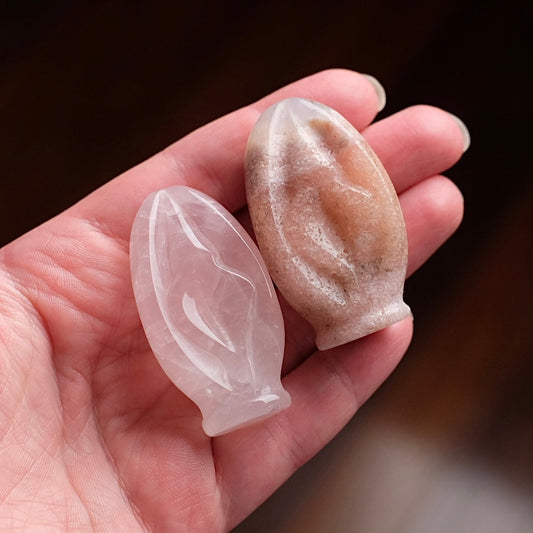 Rose Quartz + Pink Amethyst Yoni Carving | Divine Feminine Crystal