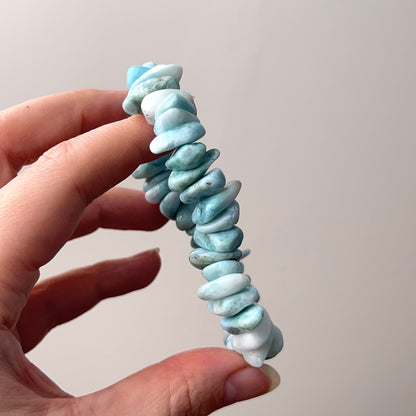 Chunky Larimar Bracelet | Crystal Stretch Bracelet