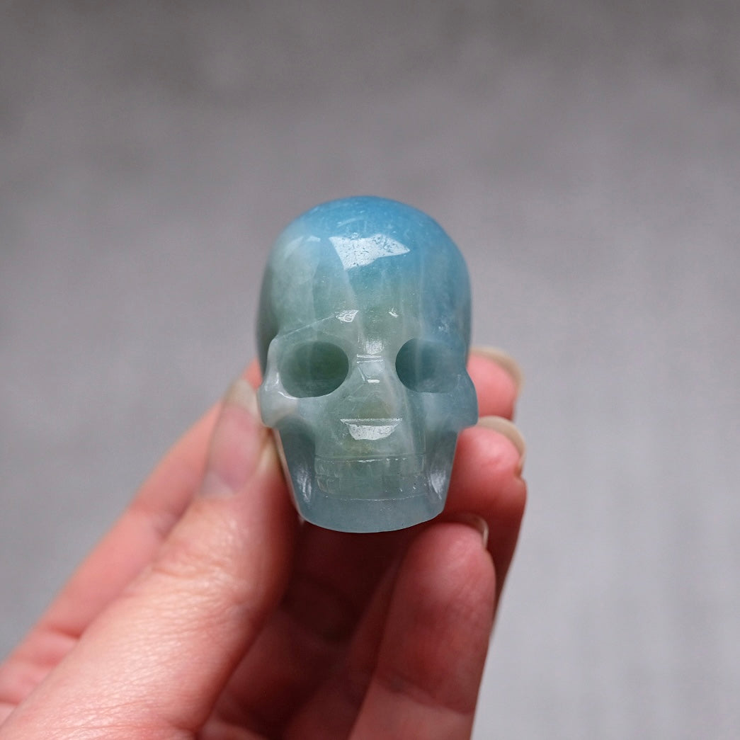 Rare Aquamarine Skull | Blue Aquamarine Crystal Skull