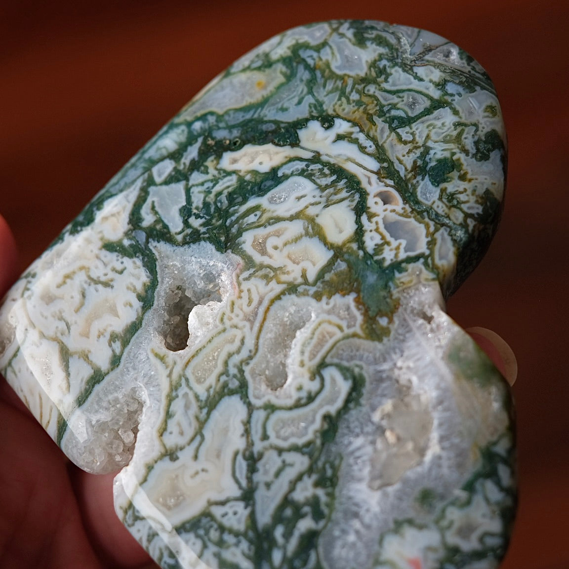 Moss Agate Heart | Druzy Moss Agate Crystal Heart