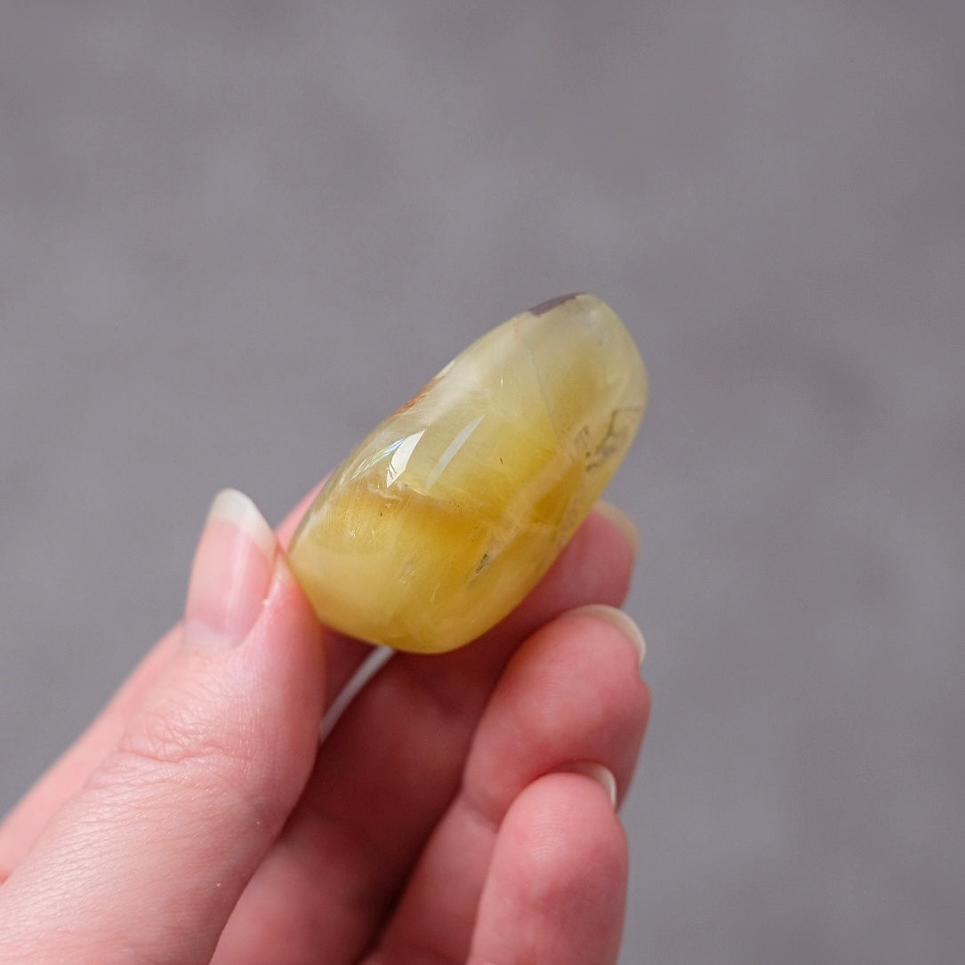 Australian Prehnite Pocket Stone | Yellow Prehnite Tumbled Crystal